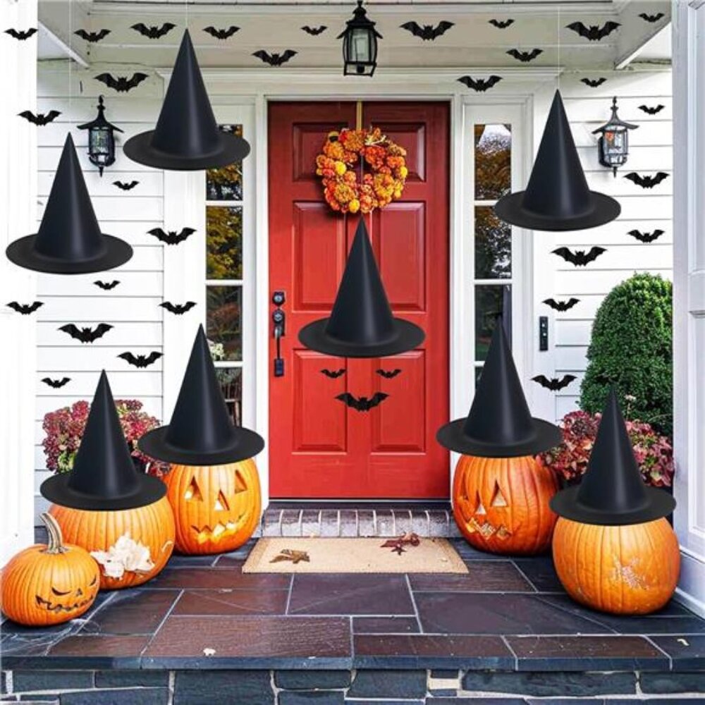 Dokeawo Witch hats 8 Pack Halloween Witches Hat with 108 Feet Hanging Rope &